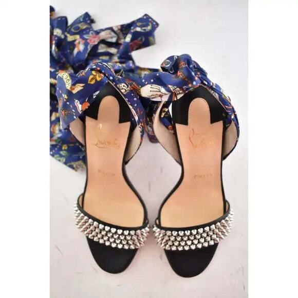 Christian Louboutin Sandale Du Desert Spikes 100 Black Sandal Heel Pump 36.5 - Picture 9 of 9